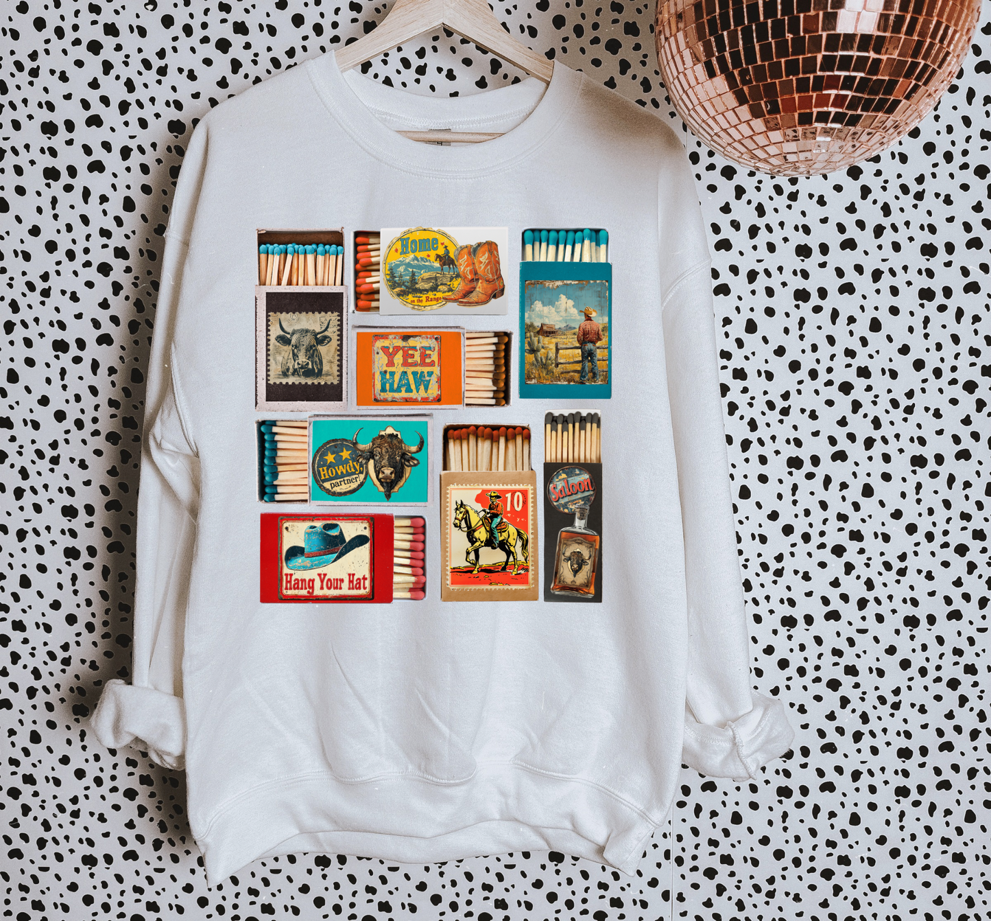 Western Matchbox TEE or CREWNECK choice of colors