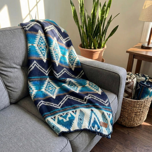 Alpaca Threadz Andean Alpaca Wool Blanket - Cobalt Blue