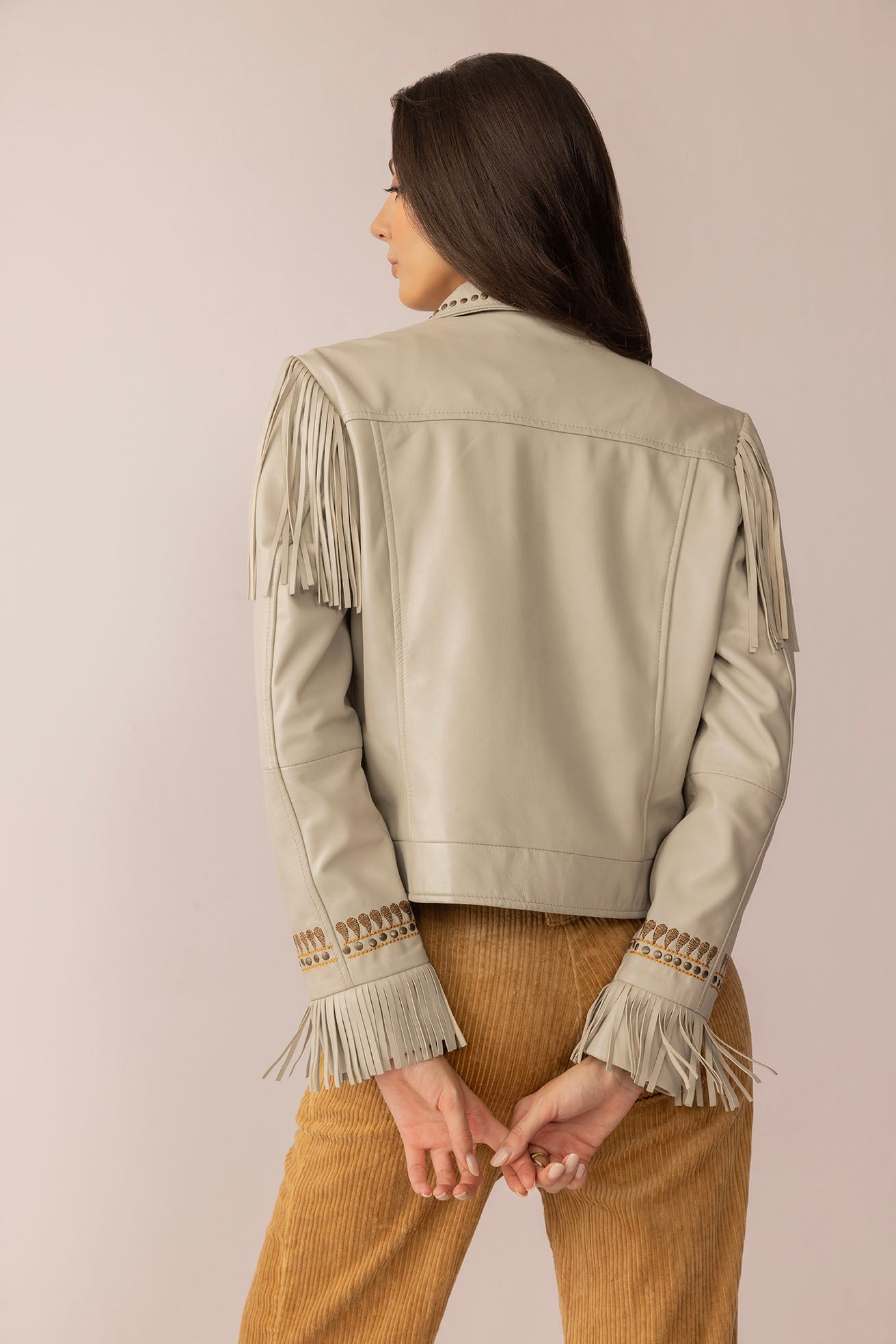 Myra Dust & Daisies Leather Jacket in Starlit White