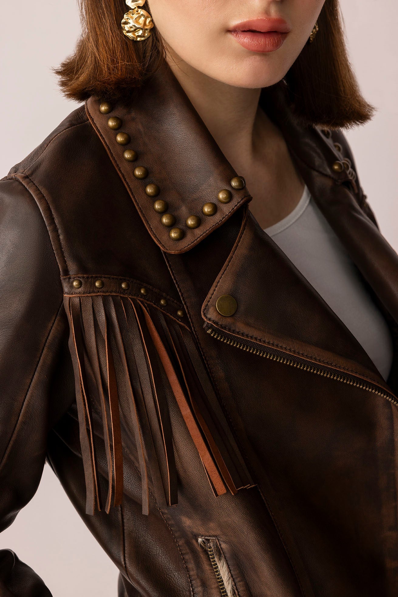 Myra Fury Rider Leather Jacket in Smoky Brown
