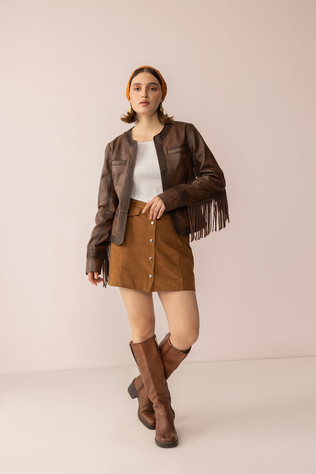 Myra The Outlaw Edit Leather Jacket in Dusk Brown