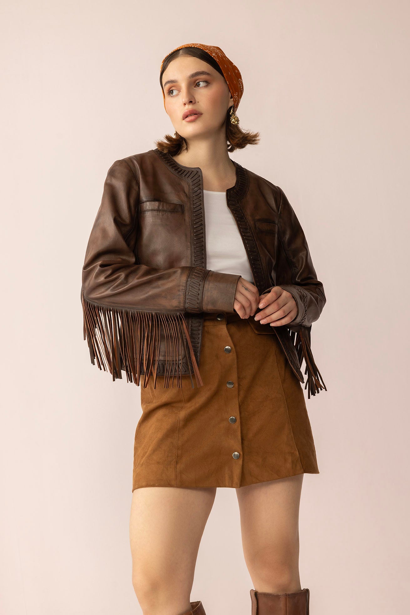 Myra The Outlaw Edit Leather Jacket in Dusk Brown