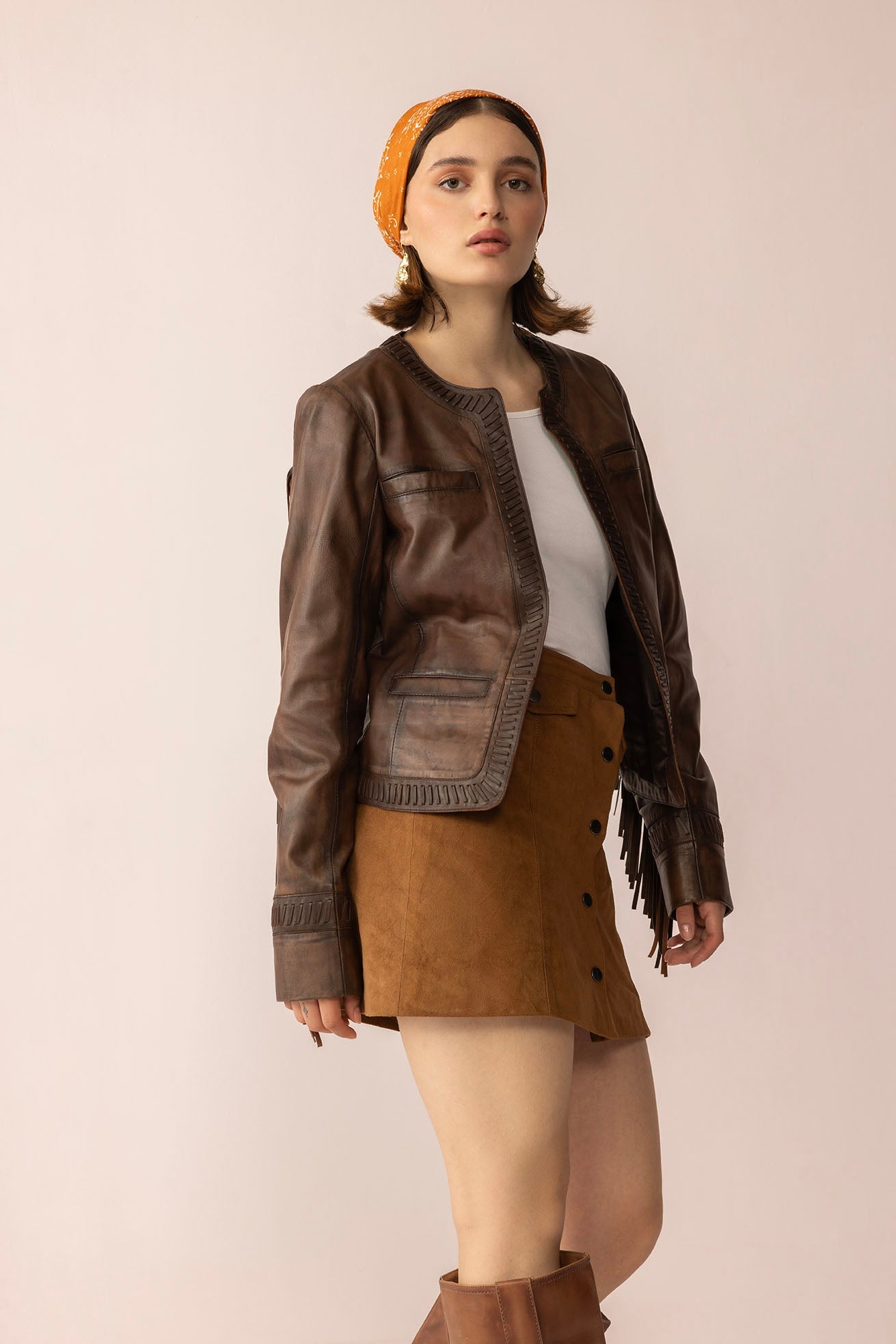 Myra The Outlaw Edit Leather Jacket in Dusk Brown