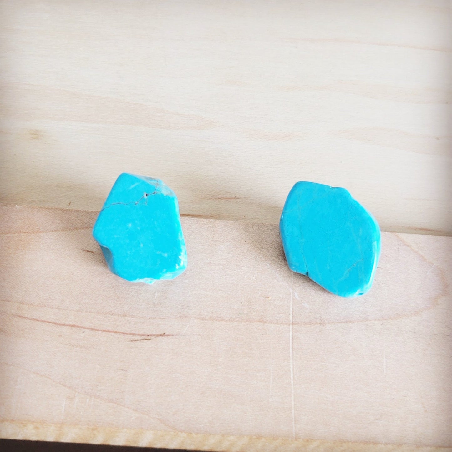 The Jewelry Junkie Turquoise Slab Earring Studs-Blue 200bn