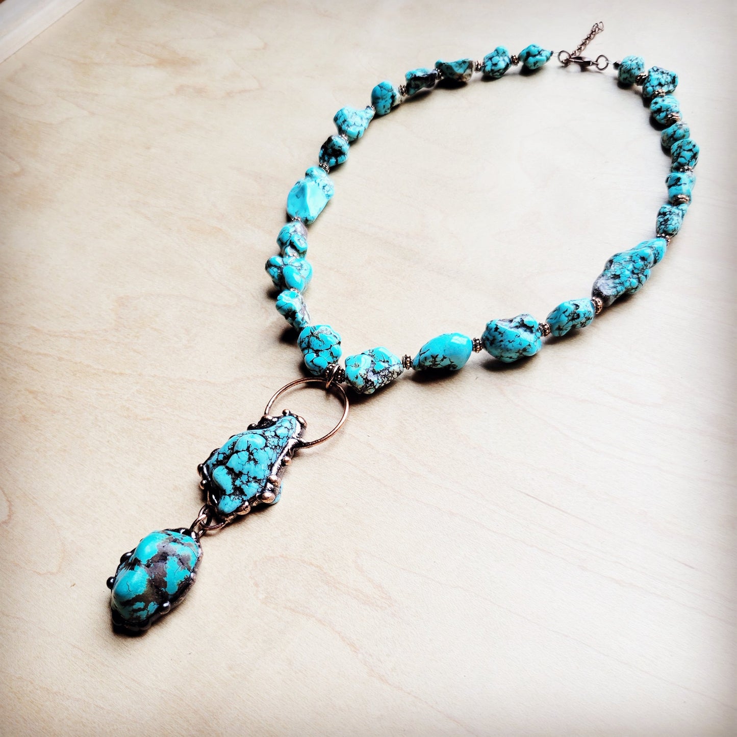 The Jewelry Junkie Blue Turquoise Necklace w/ Soldered Turquoise Pendant 259j