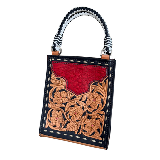 Alamo Saddlery Red Gator Card Handbag