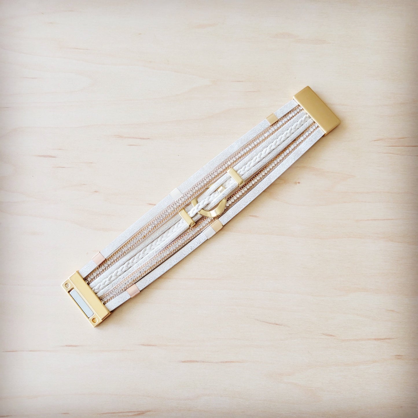 The Jewelry Junkie **White & Gold Magnetic Cuff 811L