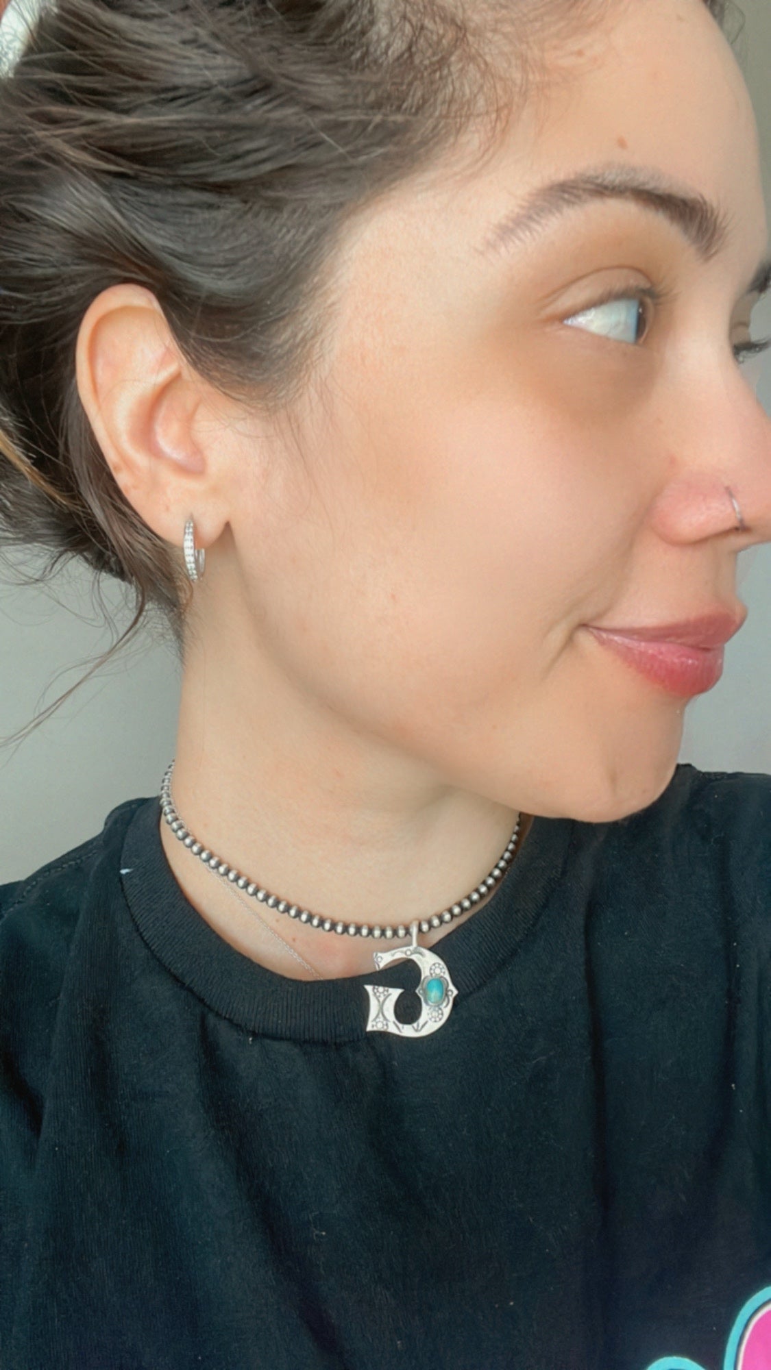 Beautiful Handmade Sterling Silver and Turquoise Letter Pendant