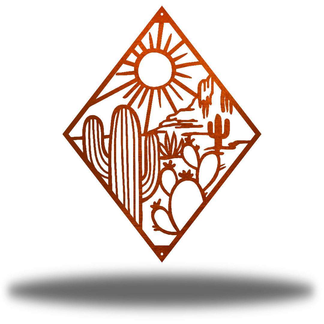 Cactus Scene Fiber Laser Powder Coated Wall Art - choice of colors - Made in America