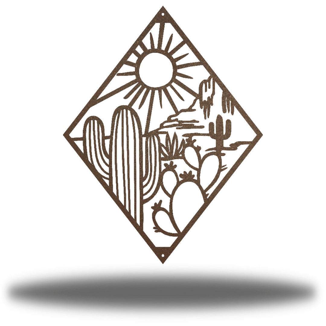 Cactus Scene Fiber Laser Powder Coated Wall Art - choice of colors - Made in America