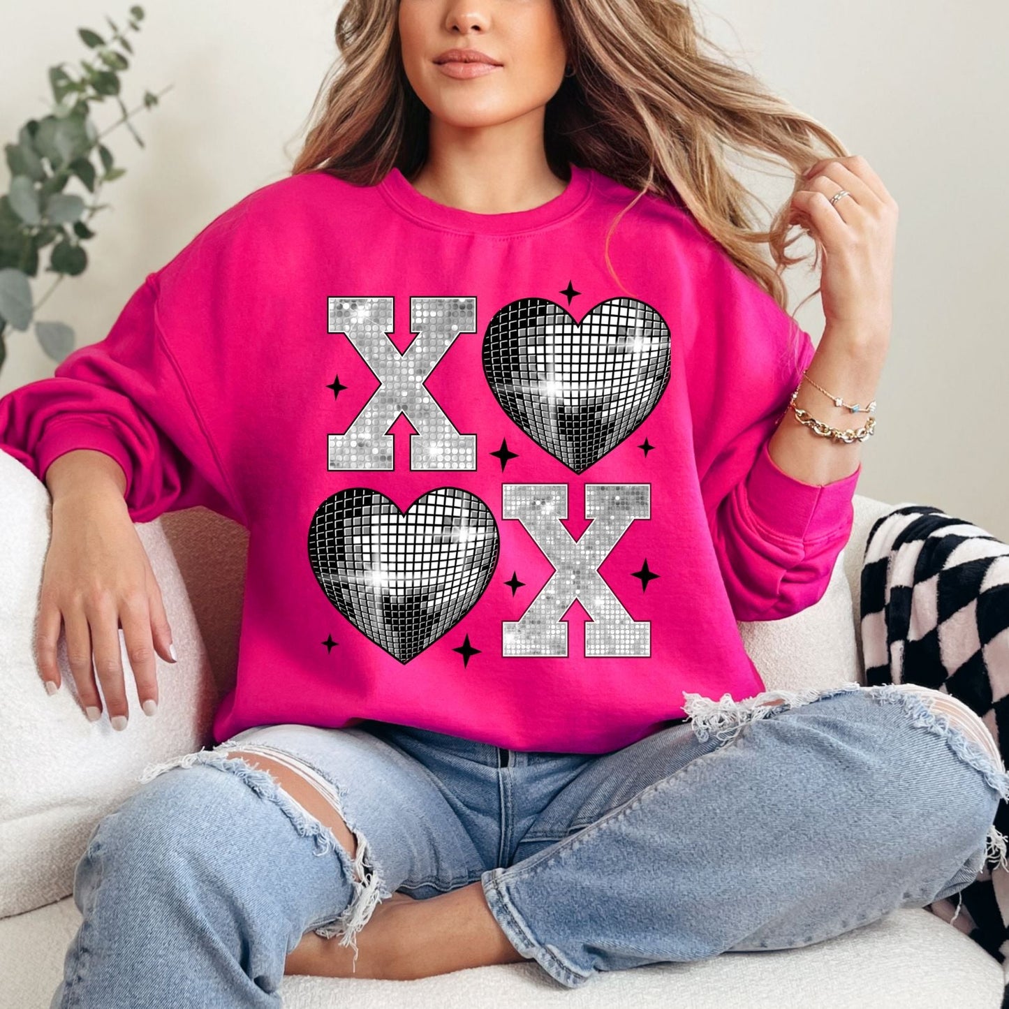 XO Disco Valentines Graphic Sweatshirt