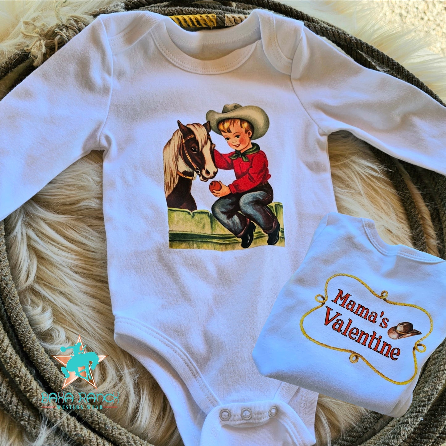 Mama's Valentine Long Sleeve Baby Onesie