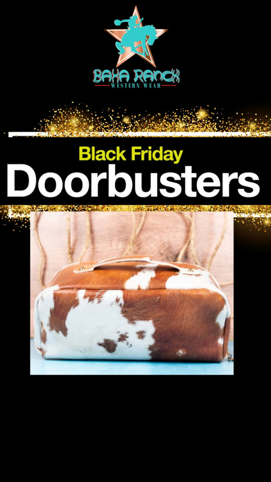 ***DOOR BUSTER*** COW PRINT EXPANDABLE MAKEUP BAG