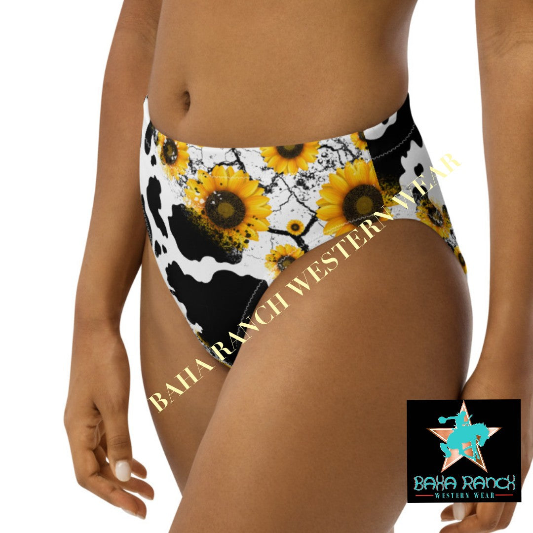 Ready To Ship Cow Print Sunflower Bikini Bottom SIZE MEDIUM