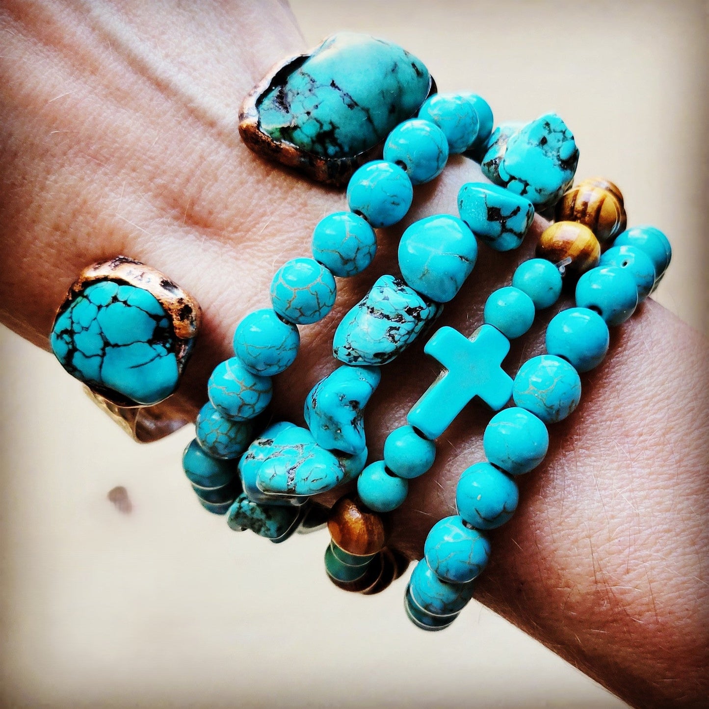 The Jewelry Junkie Genuine Natural Turquoise Cuff Bangle Bracelet 806t