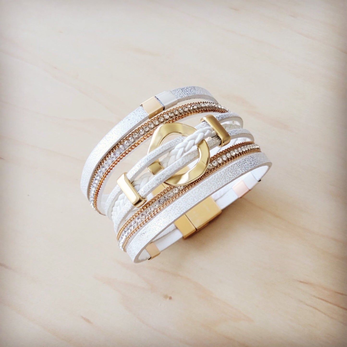The Jewelry Junkie **White & Gold Magnetic Cuff 811L