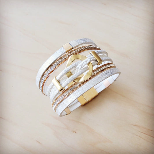 The Jewelry Junkie **White & Gold Magnetic Cuff 811L