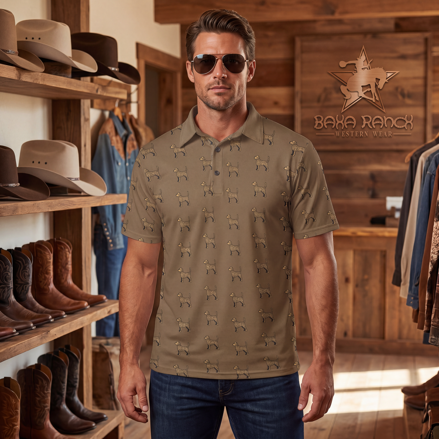 Baha Ranch Save the Beagles Men's Polo Style Shirt