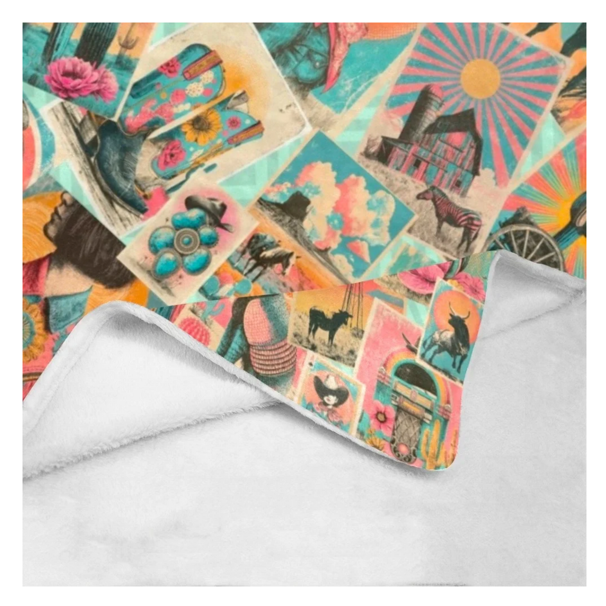 Honky Tonk Kitsch Collage blanket 60 x 80 Ultra-Soft Micro Fleece Blanket 60" x 80" Made in America