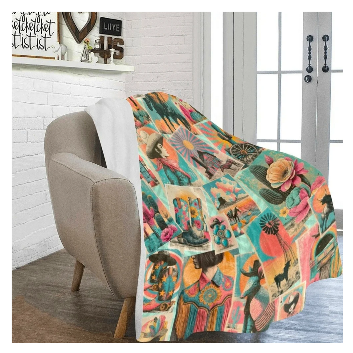 Honky Tonk Kitsch Collage blanket 60 x 80 Ultra-Soft Micro Fleece Blanket 60" x 80" Made in America