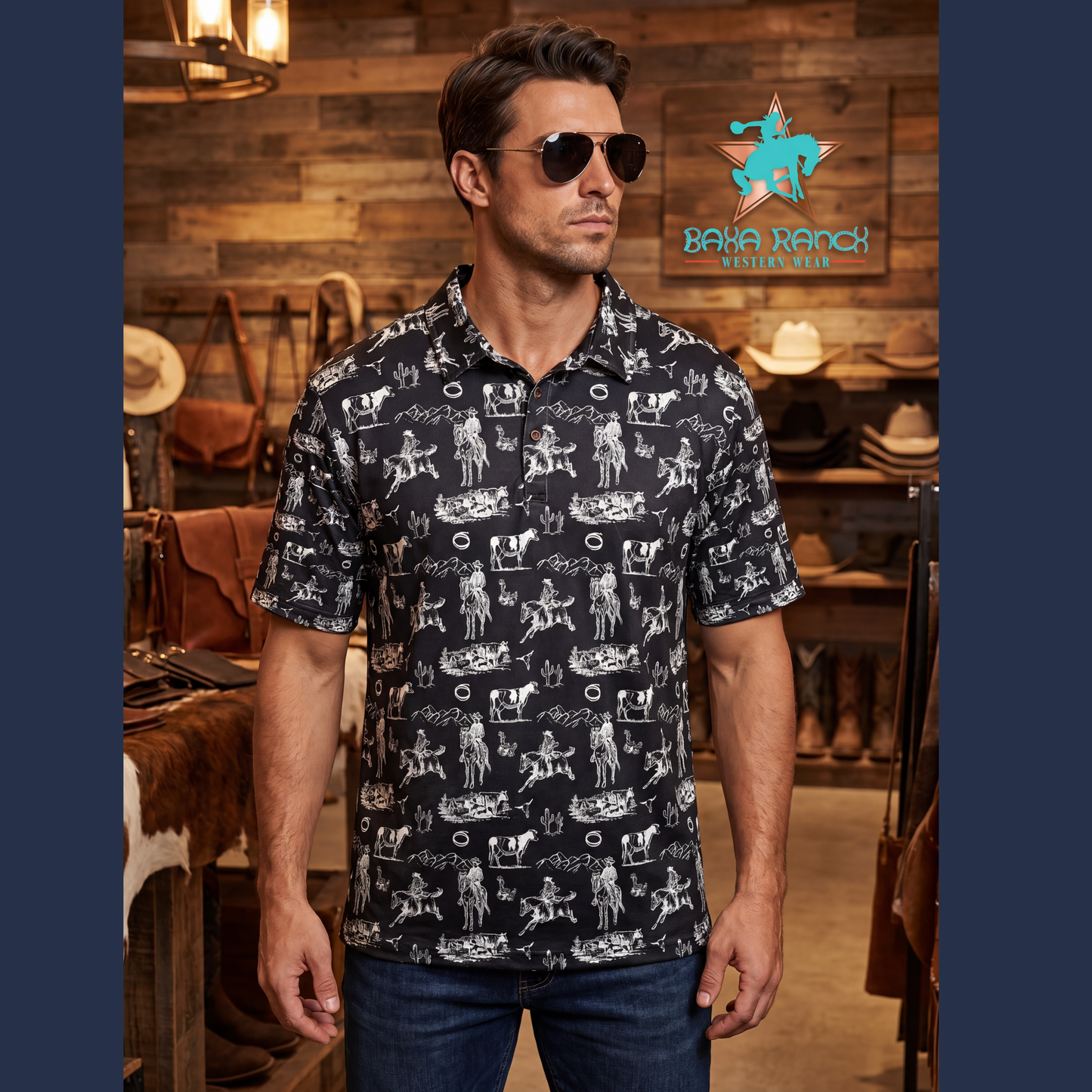 Baha Ranch Ranch Life Men's Western Polo Shirt