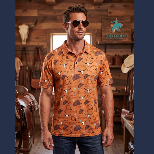 Baha Ranch All Western Men's Western Polo Shirt
