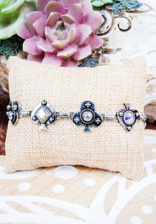 Iridescent Wild Gambit Silvertone Bracelet