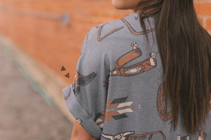 That Westy Gal Western Print Oversized Tee S/M