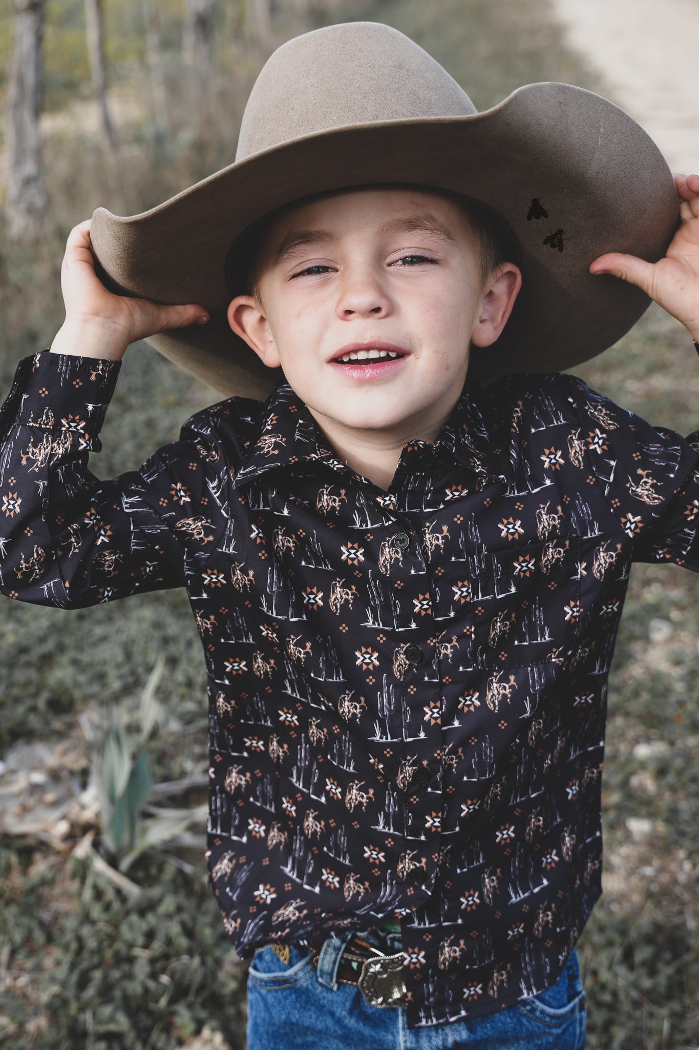 Saddle Buster Long Sleeve Button Up Kids Shirt