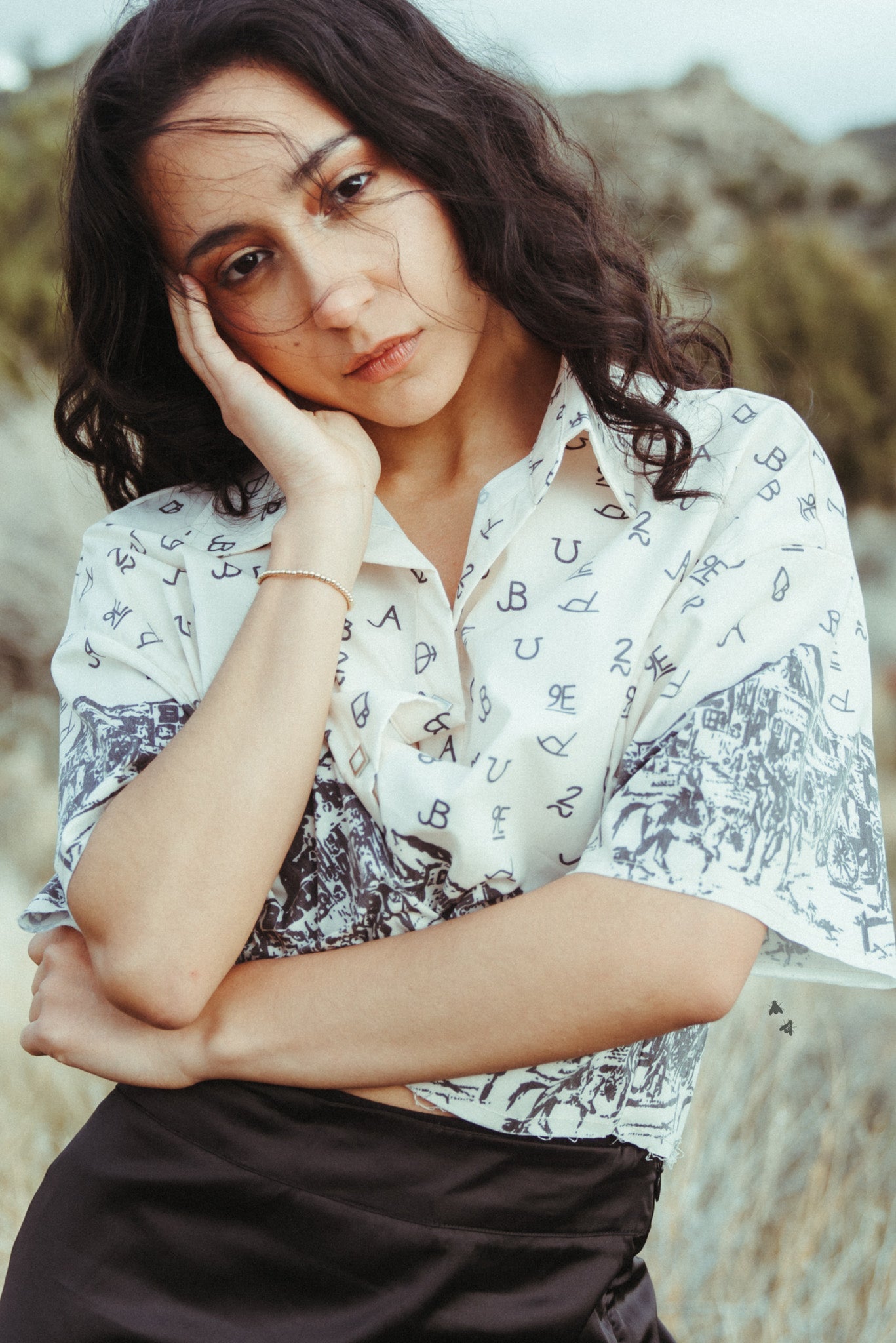Tombstone Town Button Up Cropped Shirt