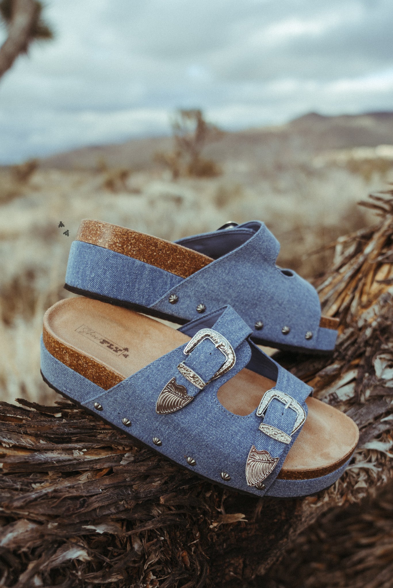 Platinum Buckles *Denim Sandals