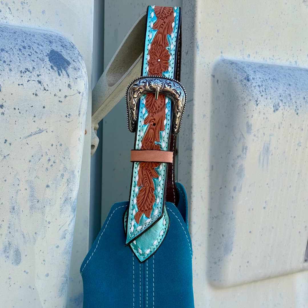 Alamo Saddlery Darlin Duo- Teal With Turquoise Shimmer Strap