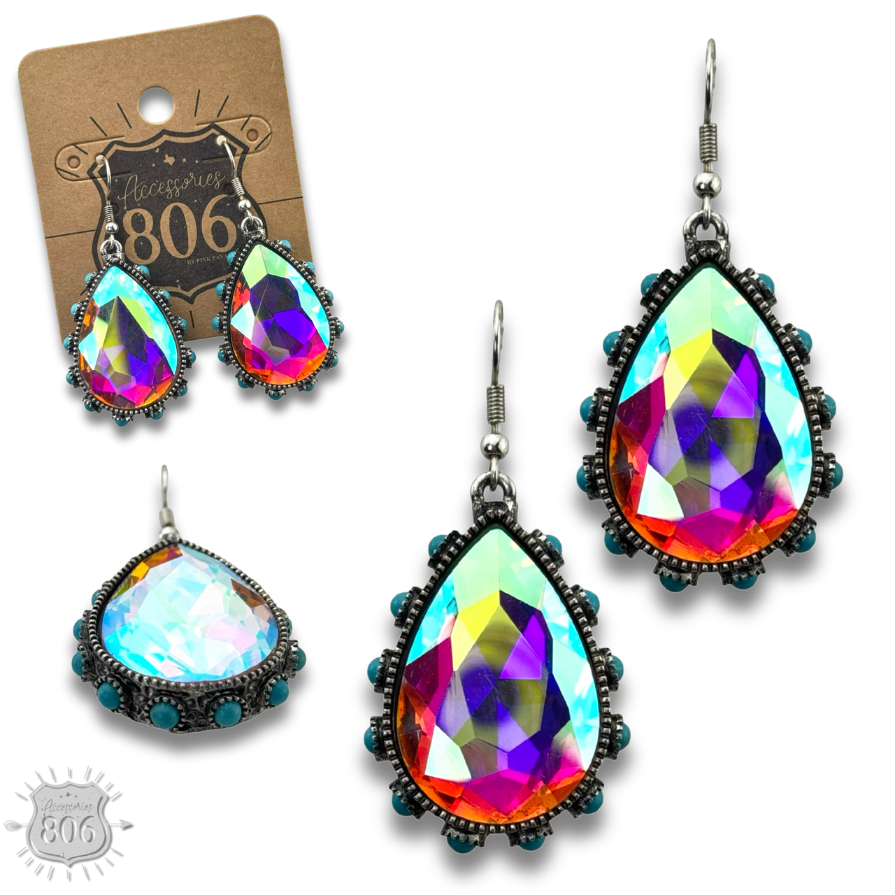Pink Panache Rhinestone bead studded teardrop earring - LC