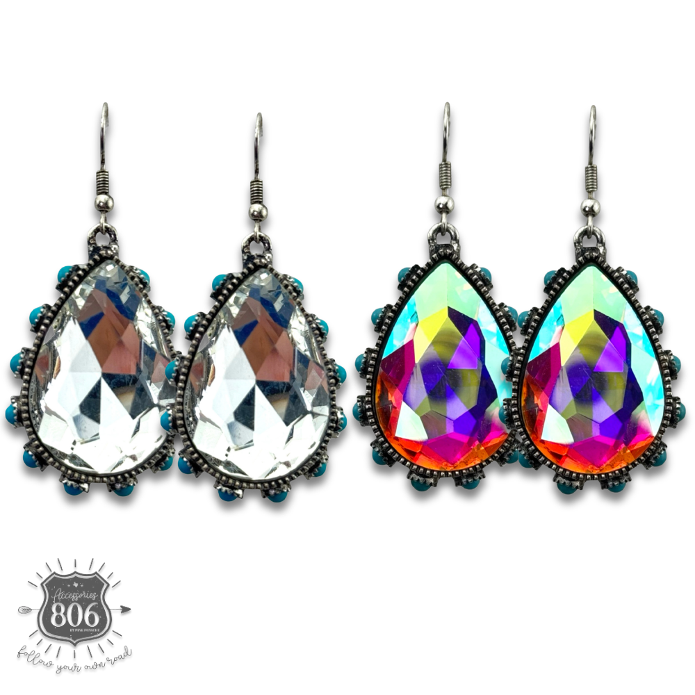 Pink Panache Rhinestone bead studded teardrop earring - LC