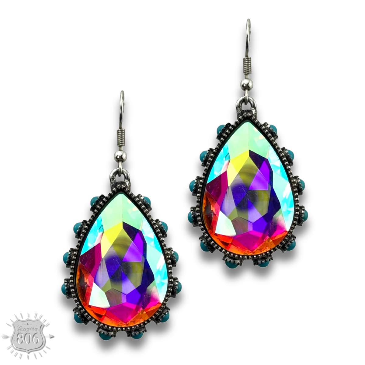 Pink Panache Rhinestone bead studded teardrop earring - LC