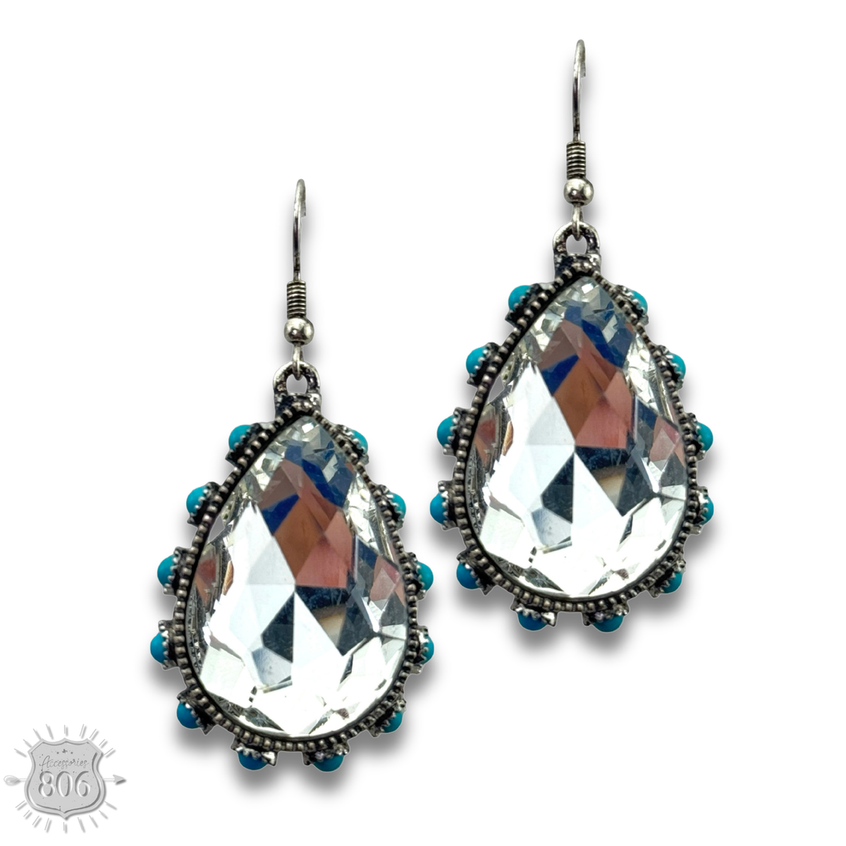 Pink Panache Rhinestone bead studded teardrop earring - LC