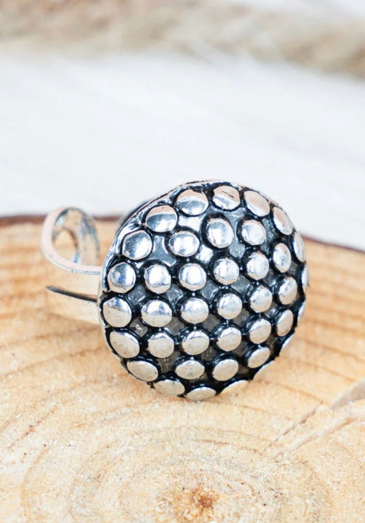 Laredo Studded Silvertone Adjustable Ring