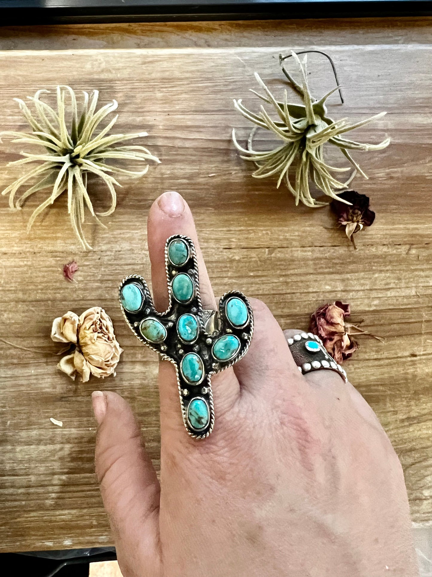 Chania Blue Cactus Turquoise Rings