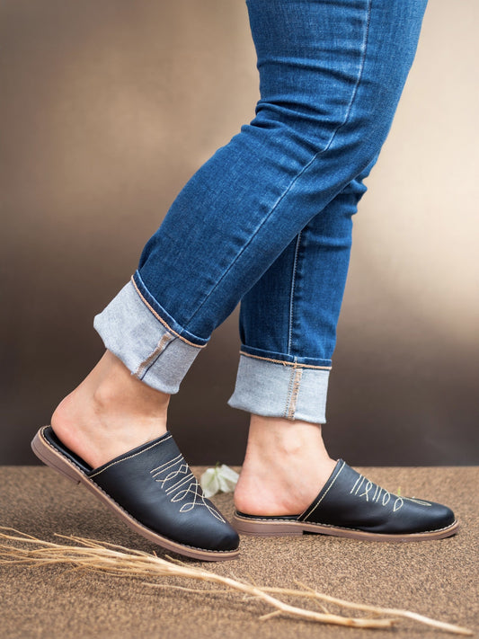 AVERY Black Slip on Western Bootstitch Shoes