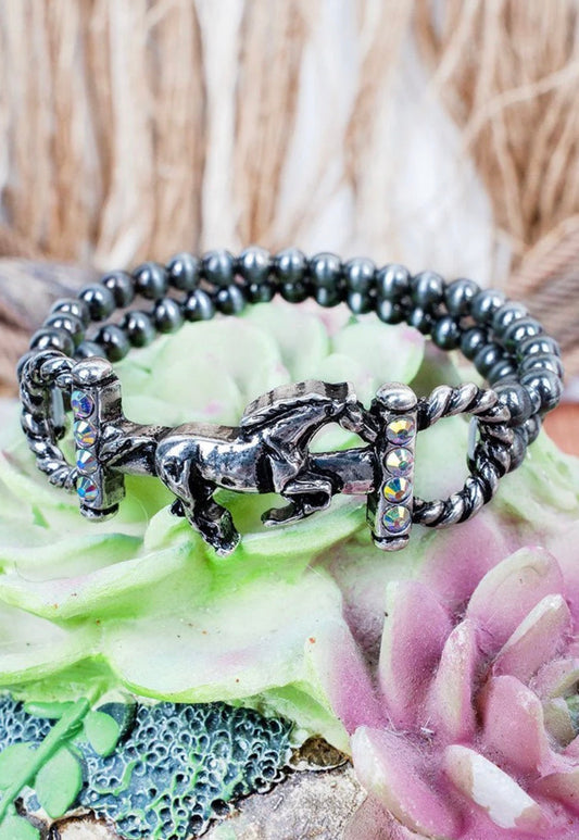 Iridescent Rein Ridge Silver Pearl Bracelet