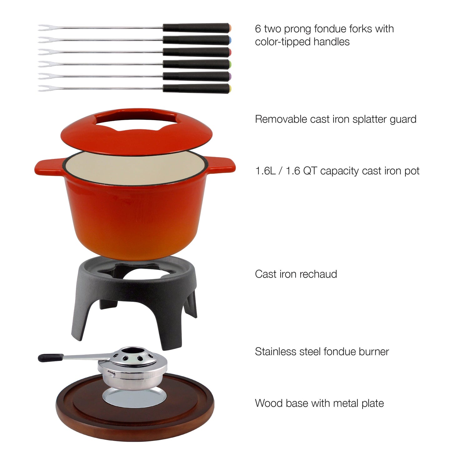 Cast Iron Fondue Set | Sierra | Gradient Orange | Swissmar