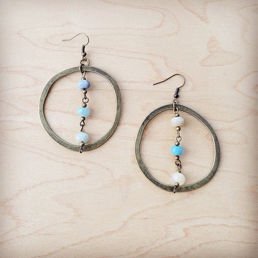 The Jewelry Junkie Western Copper Hoop Earrings w/ Amazonite Beads 200r