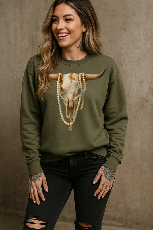 earl Longhorn Western Skull Shirt – Graphic Tee, Long Sleeve & Crewneck