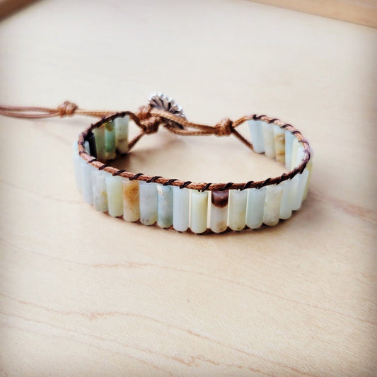 The Jewelry Junkie Woven Amazonite Stacked Stone Beaded Bracelet 810m