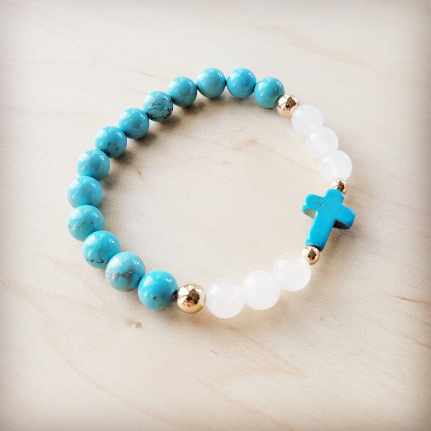 The Jewelry Junkie Natural Jade and Howlite Beaded Stretch Breacelet 806w
