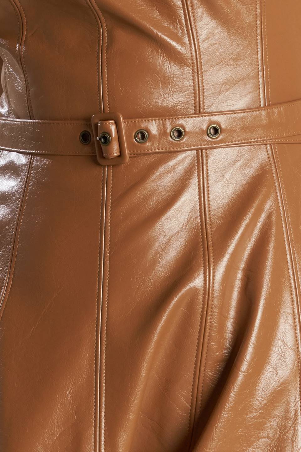 Flying Tomato Lunar Symphony Faux Leather Midi Dress