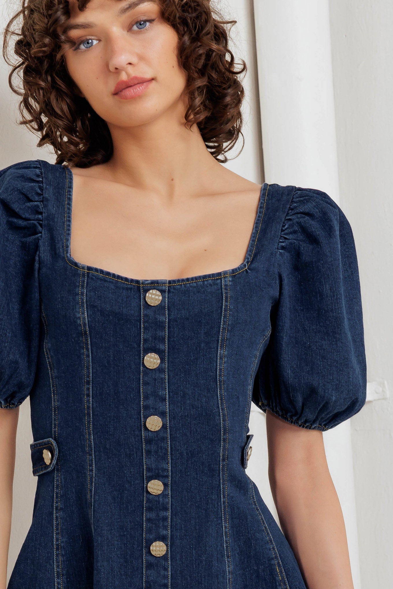 Flying Tomato Puff & Play Denim Mini Dress