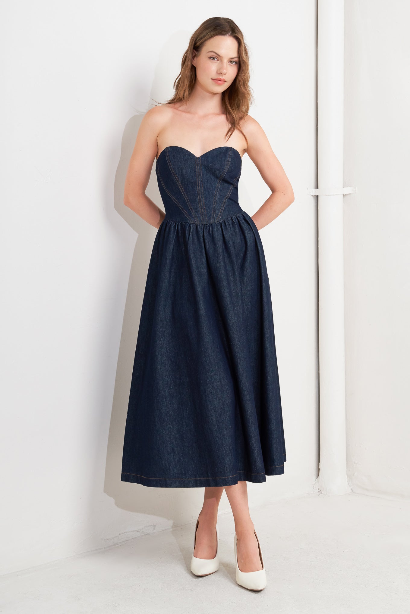 Flying Tomato Vintage Siren Denim Midi Dress