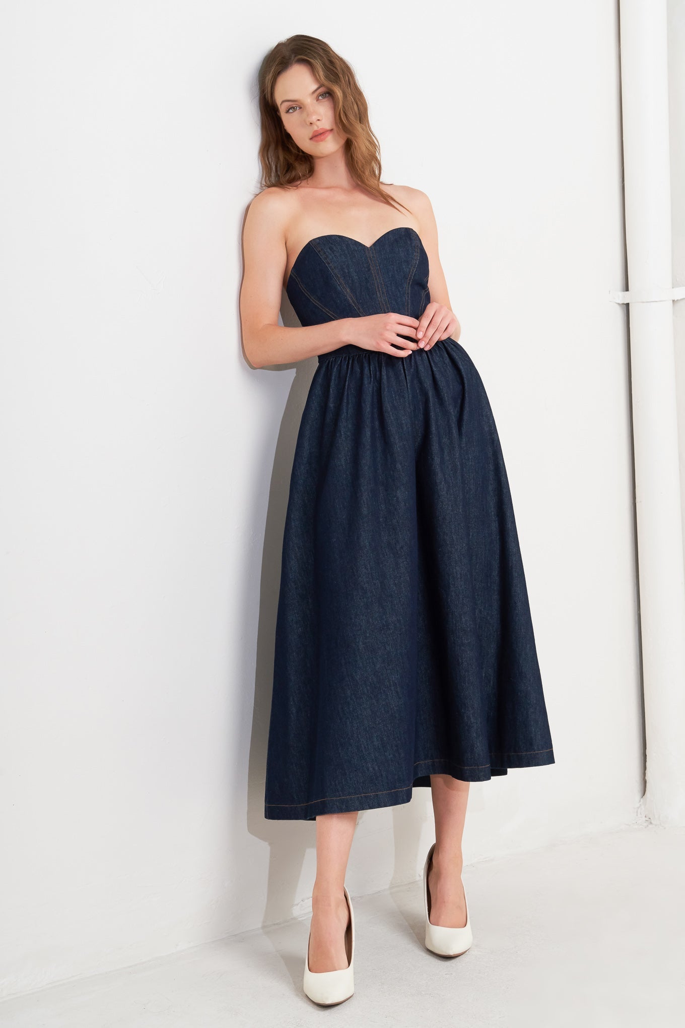 Flying Tomato Vintage Siren Denim Midi Dress
