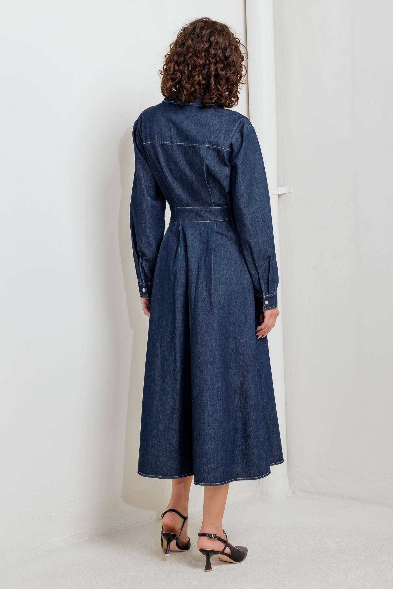 Flying Tomato Vintage Blues Denim Midi Dress